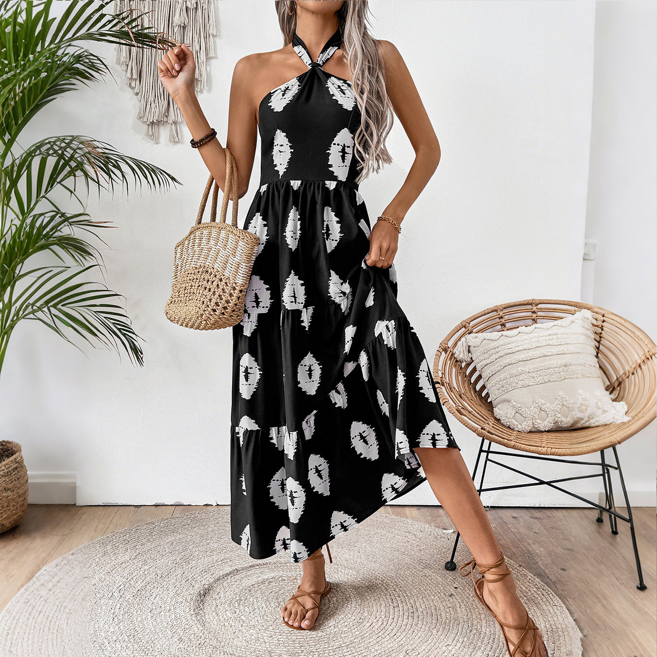 Damen Maxikleid mit asymmetrischem Träger und lässigem Schnitt Sovae