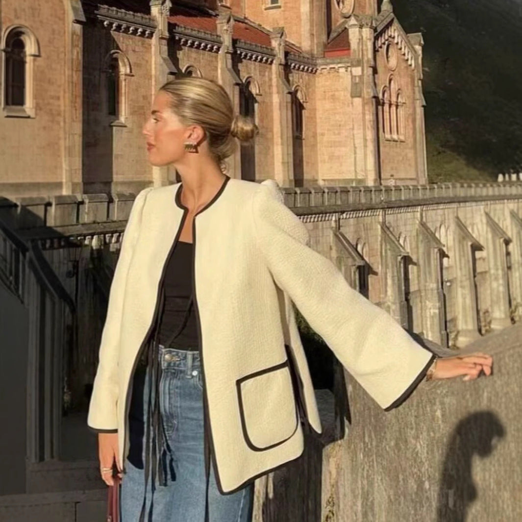 Damen gemütliche und stilvolle Jacke mit praktischen Taschen und Bindegürtel Sovae