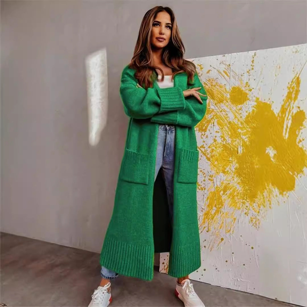 Damen Langer Strickcardigan mit praktischen Taschen und lässigem Schnitt Sovae