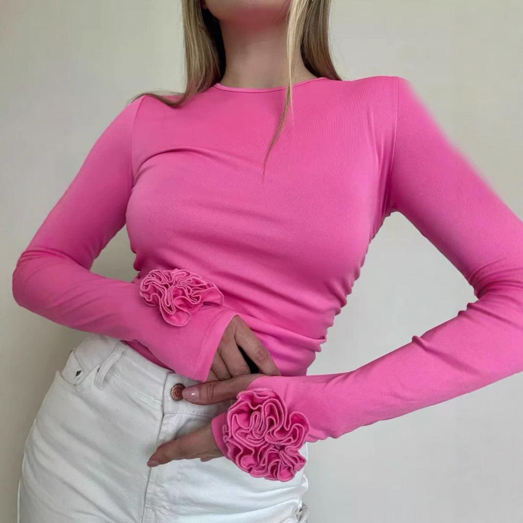 Damen Langarmshirt mit verspielten Rüschendetails Sovae