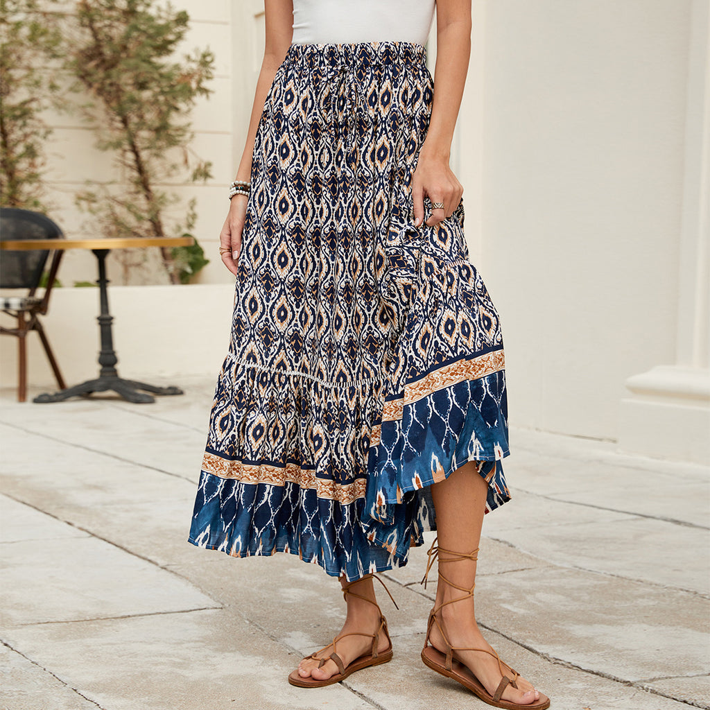 Damen Maxi-Rock mit Ethno-Muster Sovae