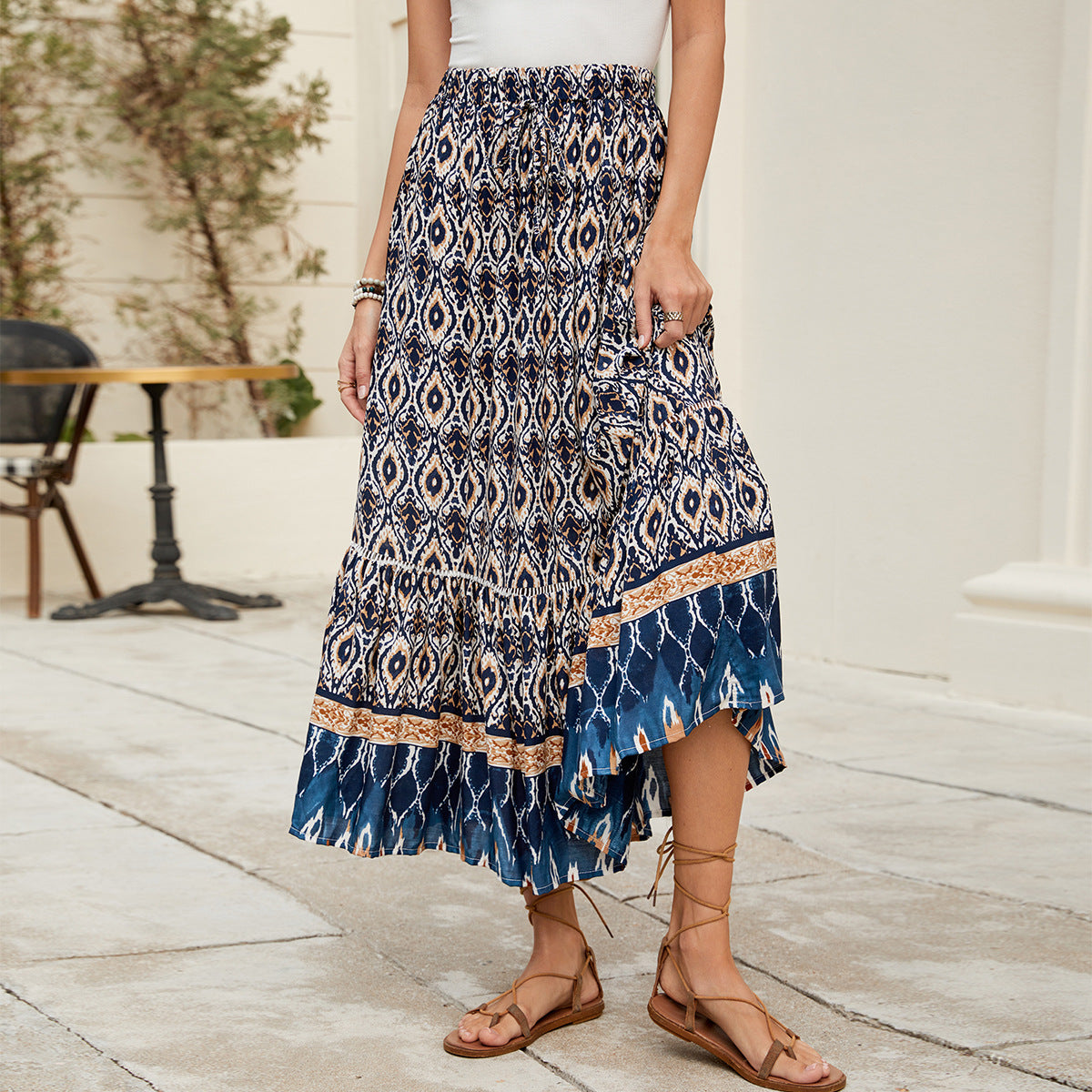 Damen Maxi-Rock mit Ethno-Muster Sovae
