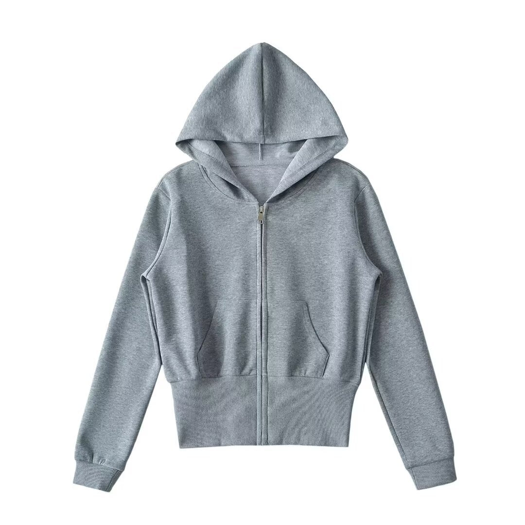Damen lässige Kapuzenjacke mit Reißverschluss und praktischen Taschen Sovae
