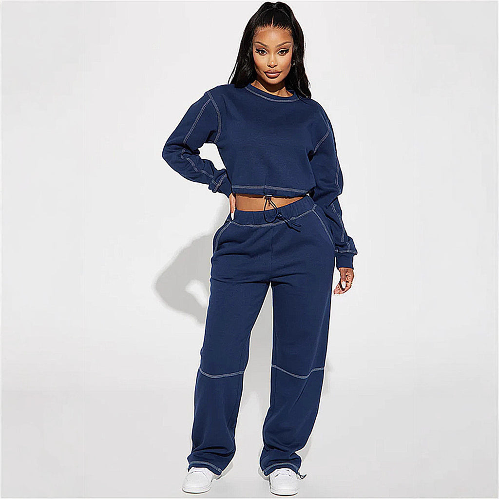 Damen Bequemer und stylischer Freizeitanzug mit Crop-Oberteil Sovae
