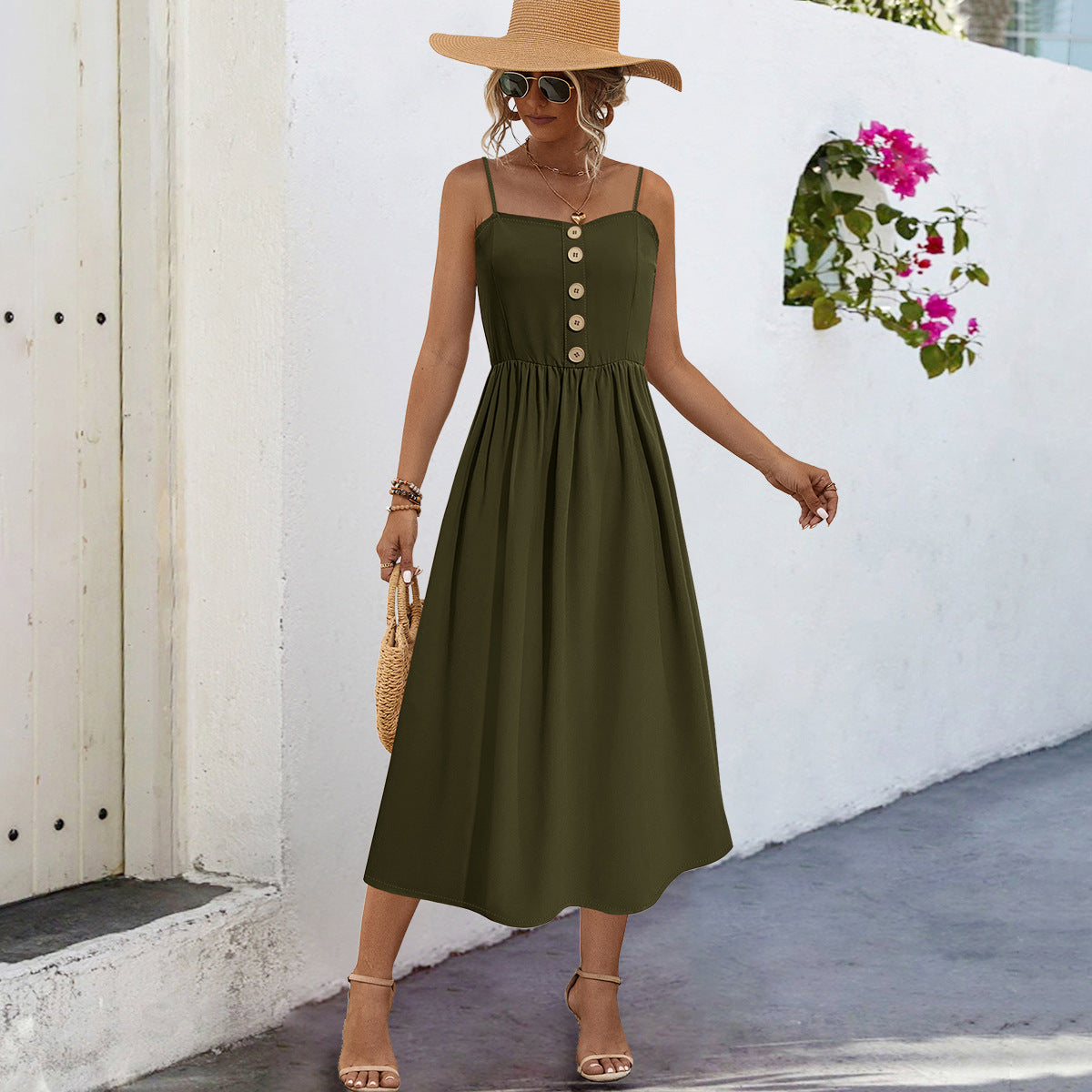 Damen Sommerliches Maxikleid mit Knopfdetails und komfortablem Schnitt Sovae