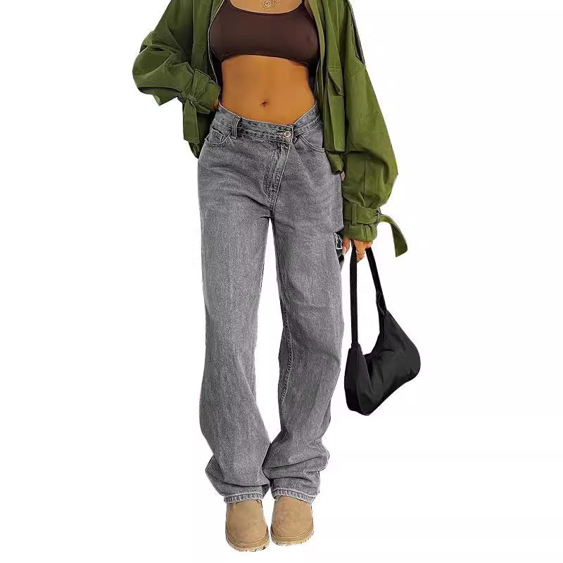 Damen Weit geschnittene Jeans im urbanen Vintage-Stil Sovae