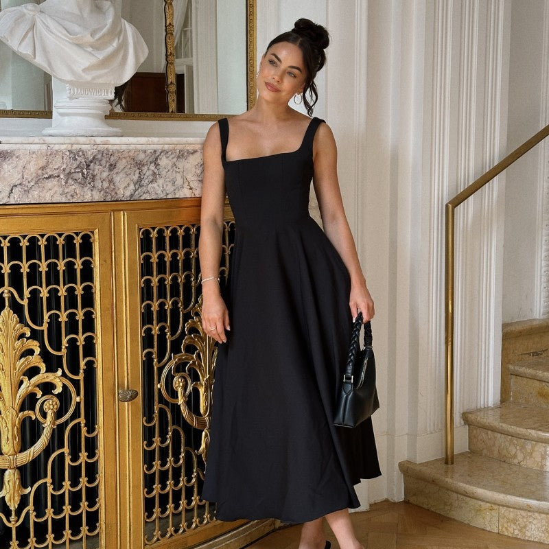 Damen Elegantes Maxikleid mit traumhaftem A-Linien Schnitt und schickem Quadrat-Ausschnitt Sovae