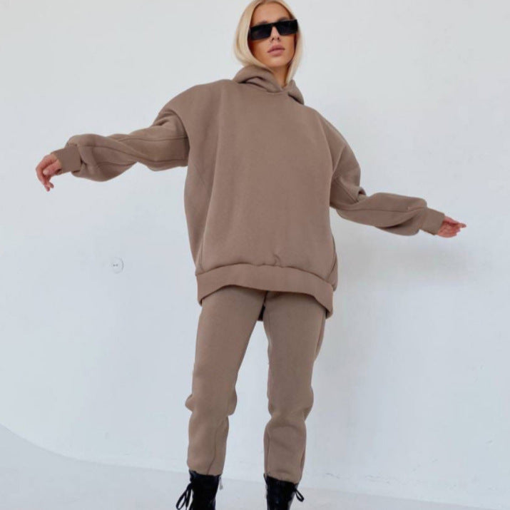 Damen komfortables Fleece-Lounge-Set mit hochgeschlossenem Kragen Sovae