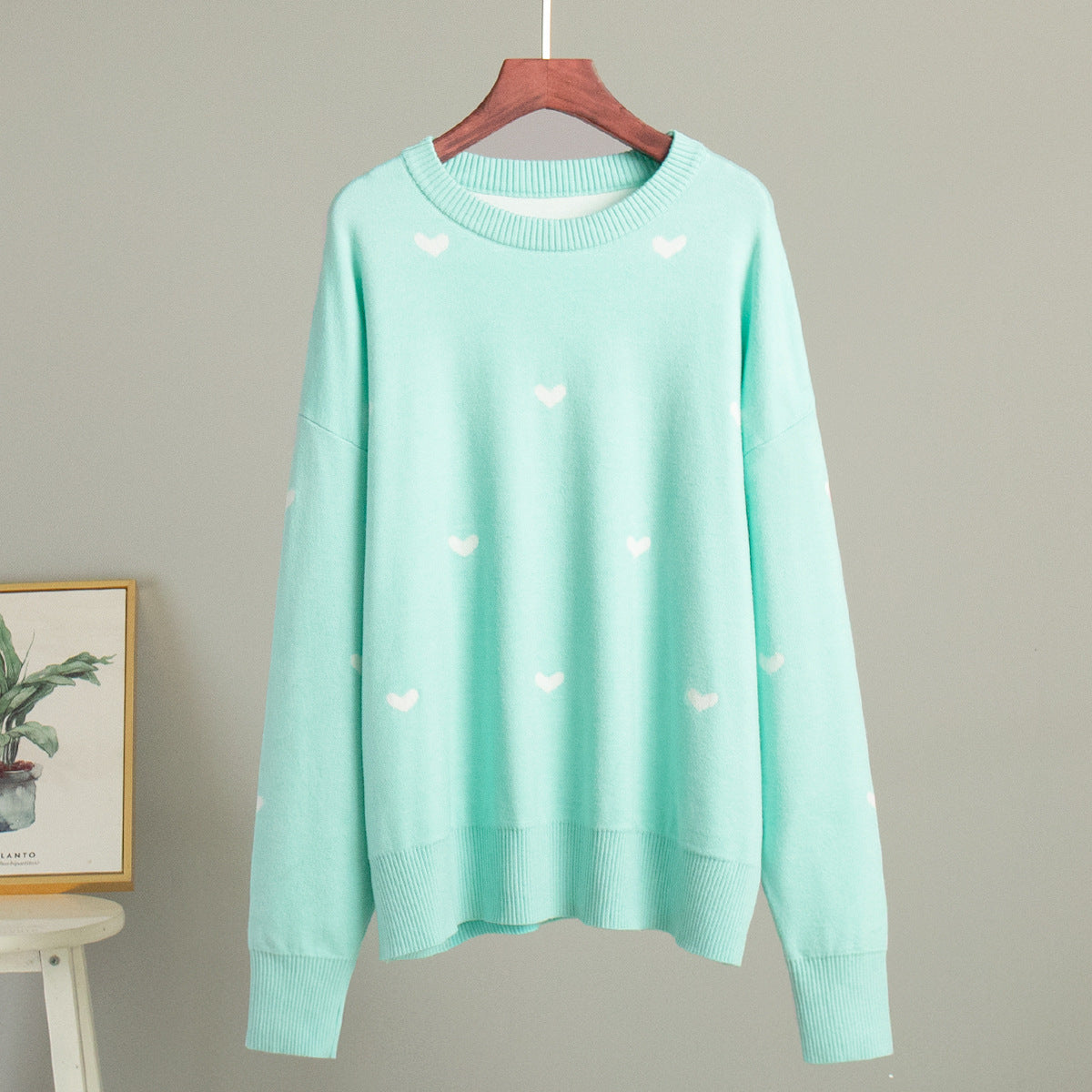 Damen Lässiger Pullover mit Herz-Muster Sovae