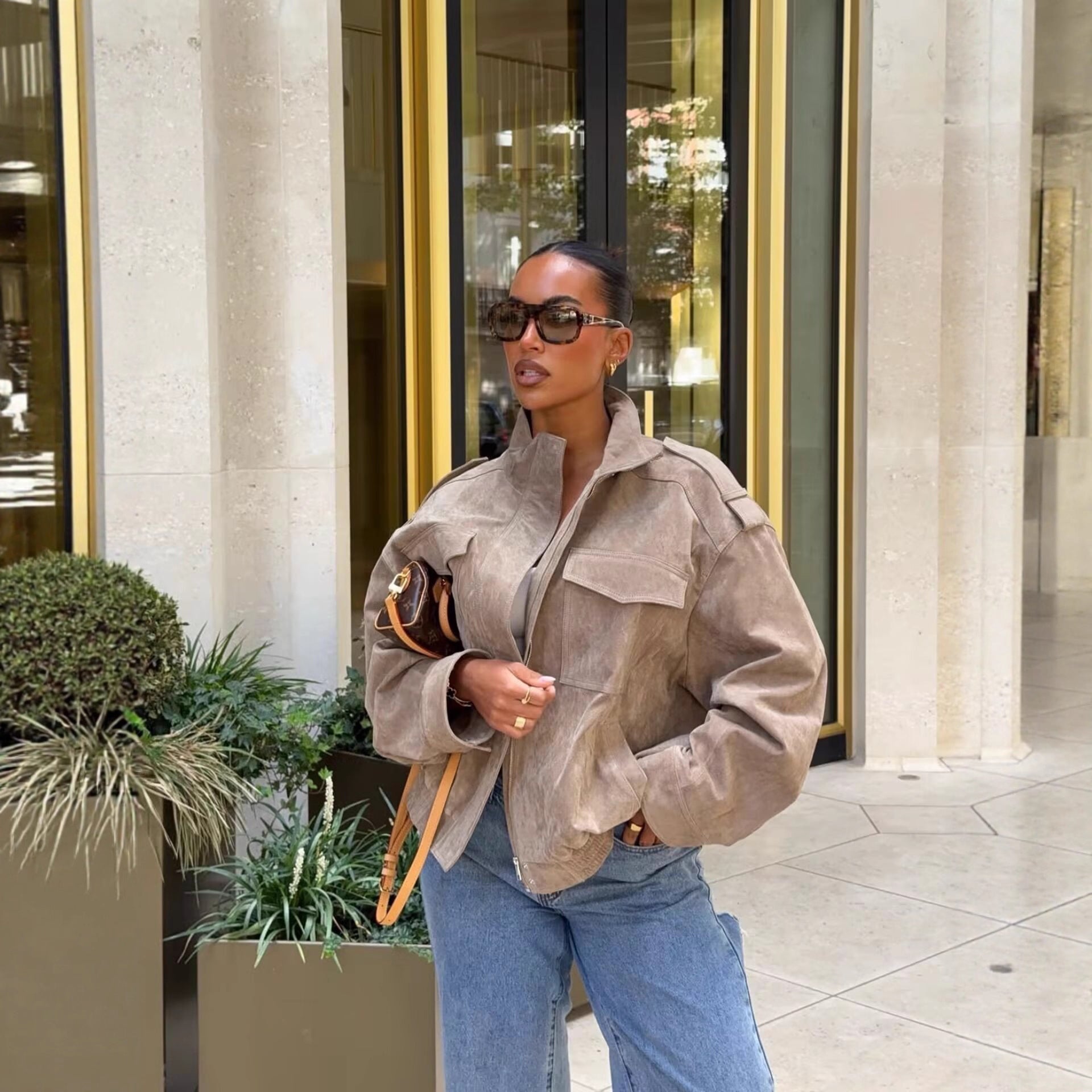 Damen Utility-Jacke mit Schulterklappen und praktischen Taschen Sovae