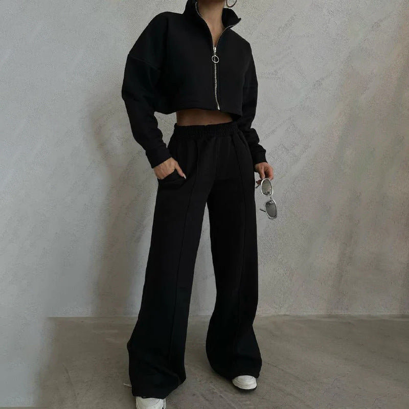 Damen Sportliches Loungewear-Set mit hohem Kragen Sovae