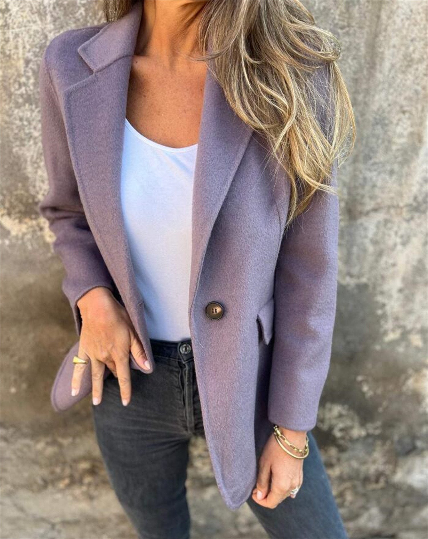 Damen eleganter Oversized Blazer aus hochwertigem Wollmix Sovae