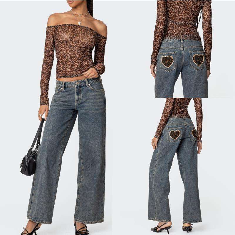 Damen Weit geschnittene Denim-Jeans mit klassischem Schnitt Sovae