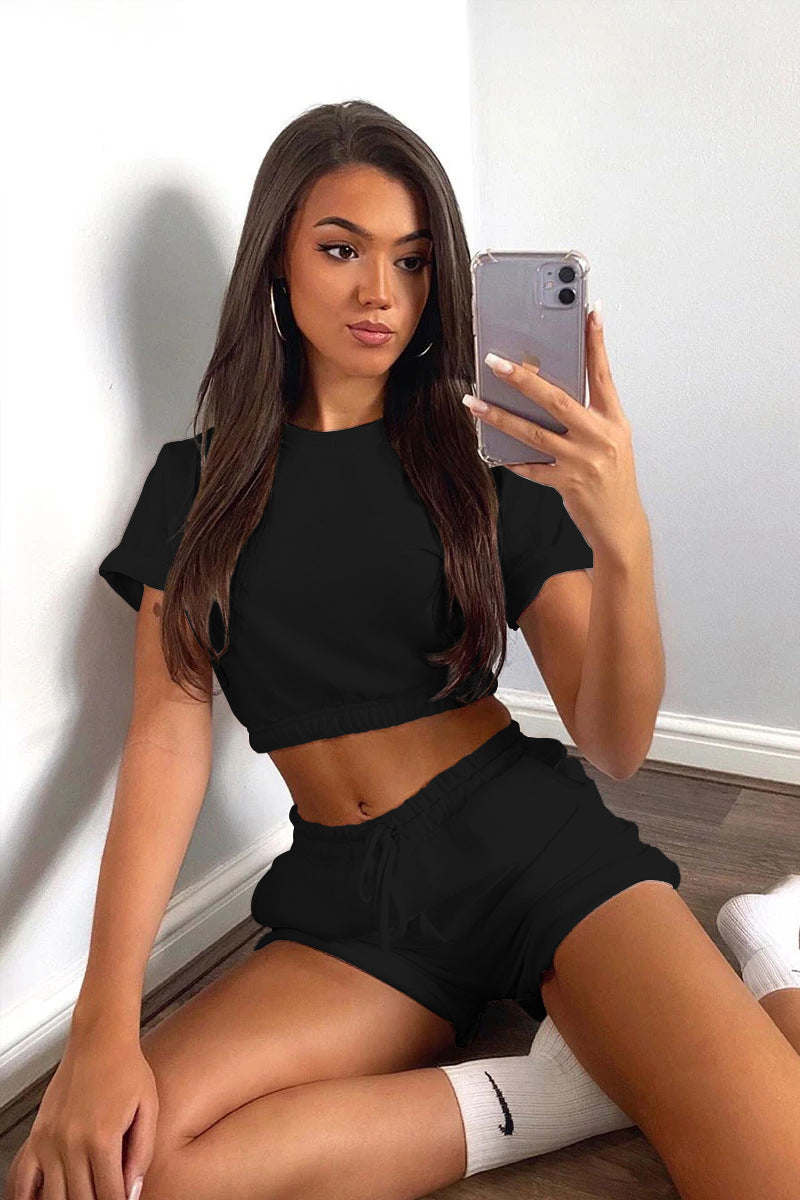 Damen Sportliches Lounge-Set mit verkürztem Oberteil und bequemen Shorts Sovae