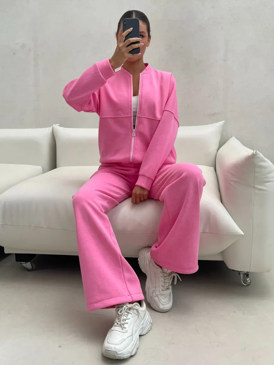 Damen Sportliches Fleece-Set mit durchgehendem Reißverschluss Sovae