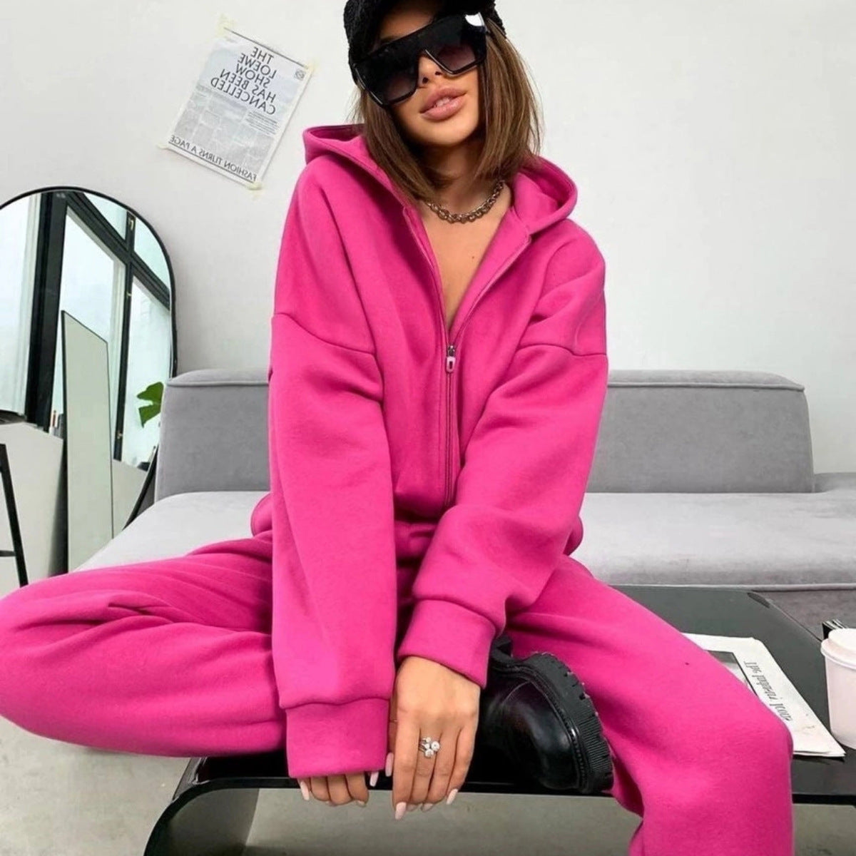 Damen modisches Freizeit-Loungewear-Set mit Kapuze und weitem Schnitt Sovae