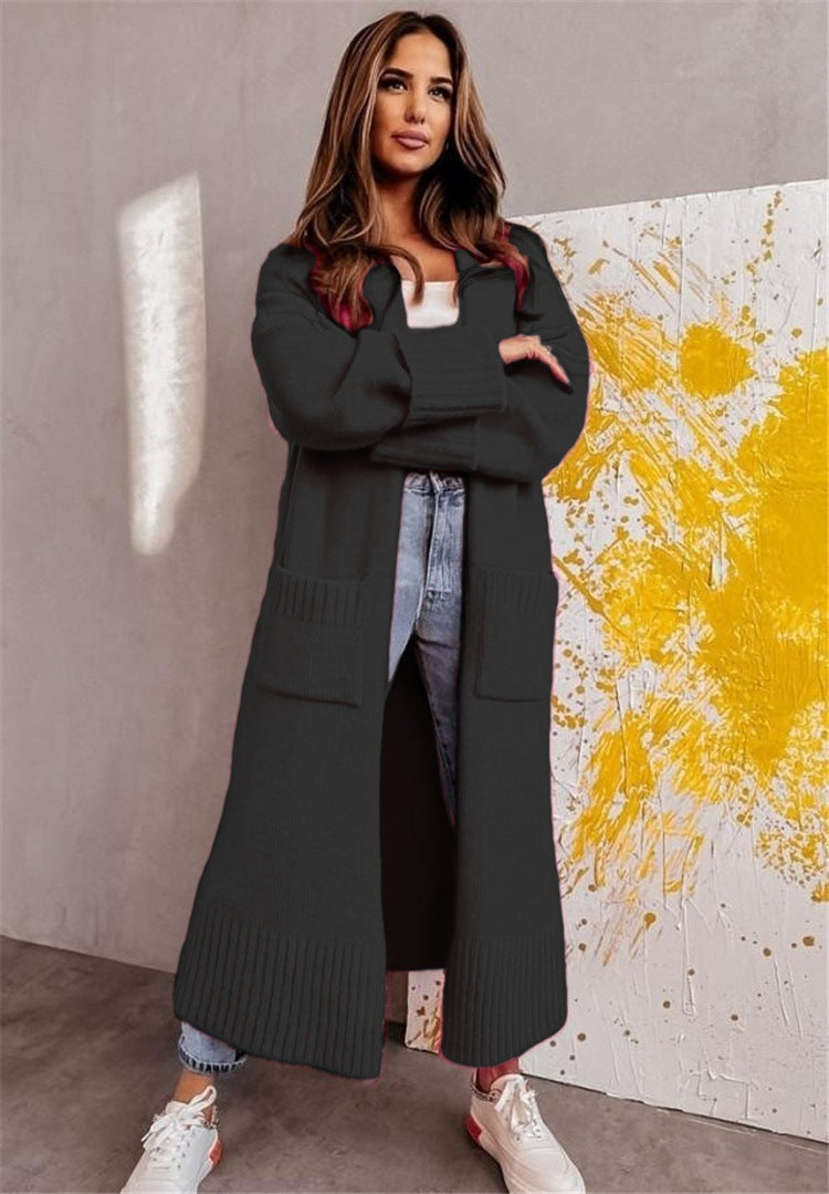 Damen Langer Strickcardigan mit praktischen Taschen und lässigem Schnitt Sovae