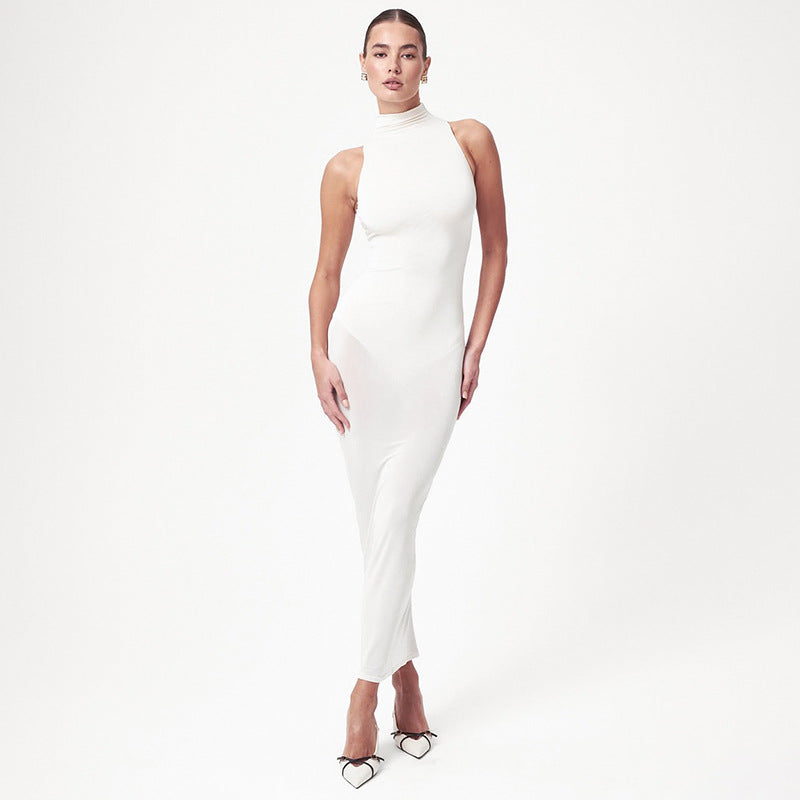 Damen figurbetontes Hochgeschlossenes Kleid Sovae