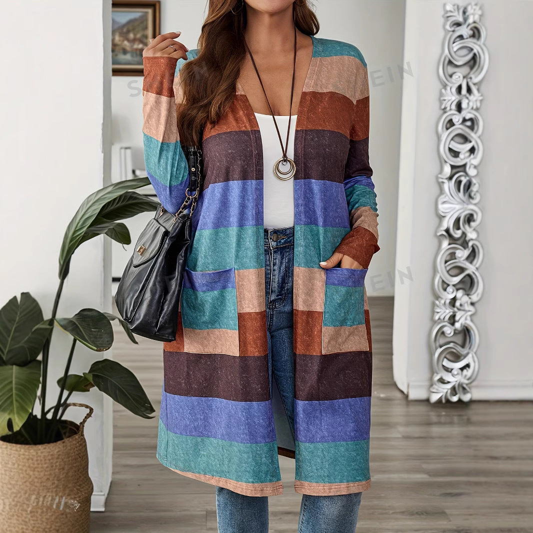 Damen Lange, gestreifte Cardigan Sovae