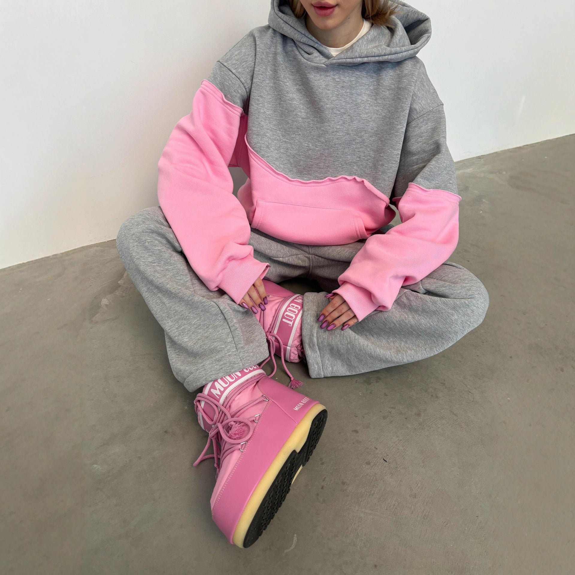 Damen sportliches Freizeit-Loungewear-Set mit kontrastierenden Einsätzen Sovae