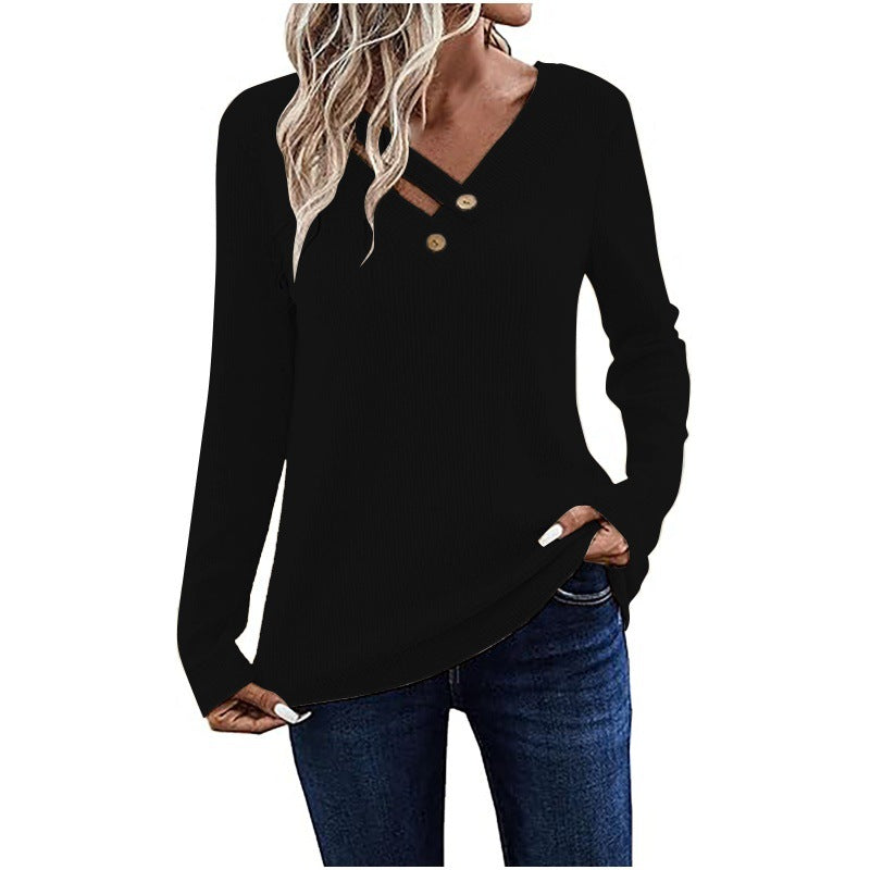 Damen Langarmshirt mit Knopfdetails Sovae