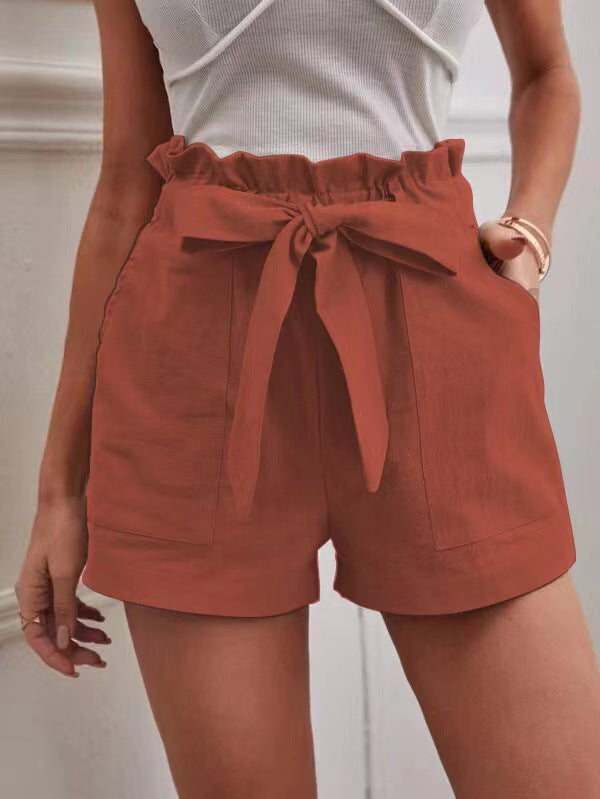 Damen Tailored Shorts mit Krawatte und praktischen Taschen Sovae