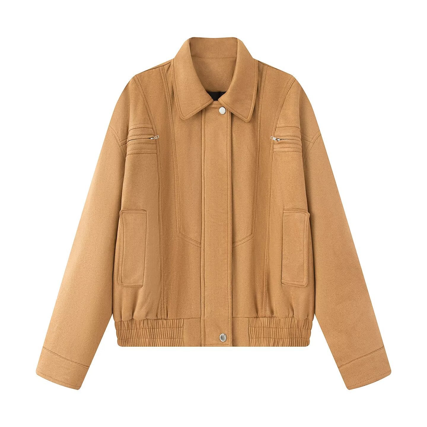 Damen modische Übergangsjacke mit seitlichen Taschen und hohem Kragen Sovae