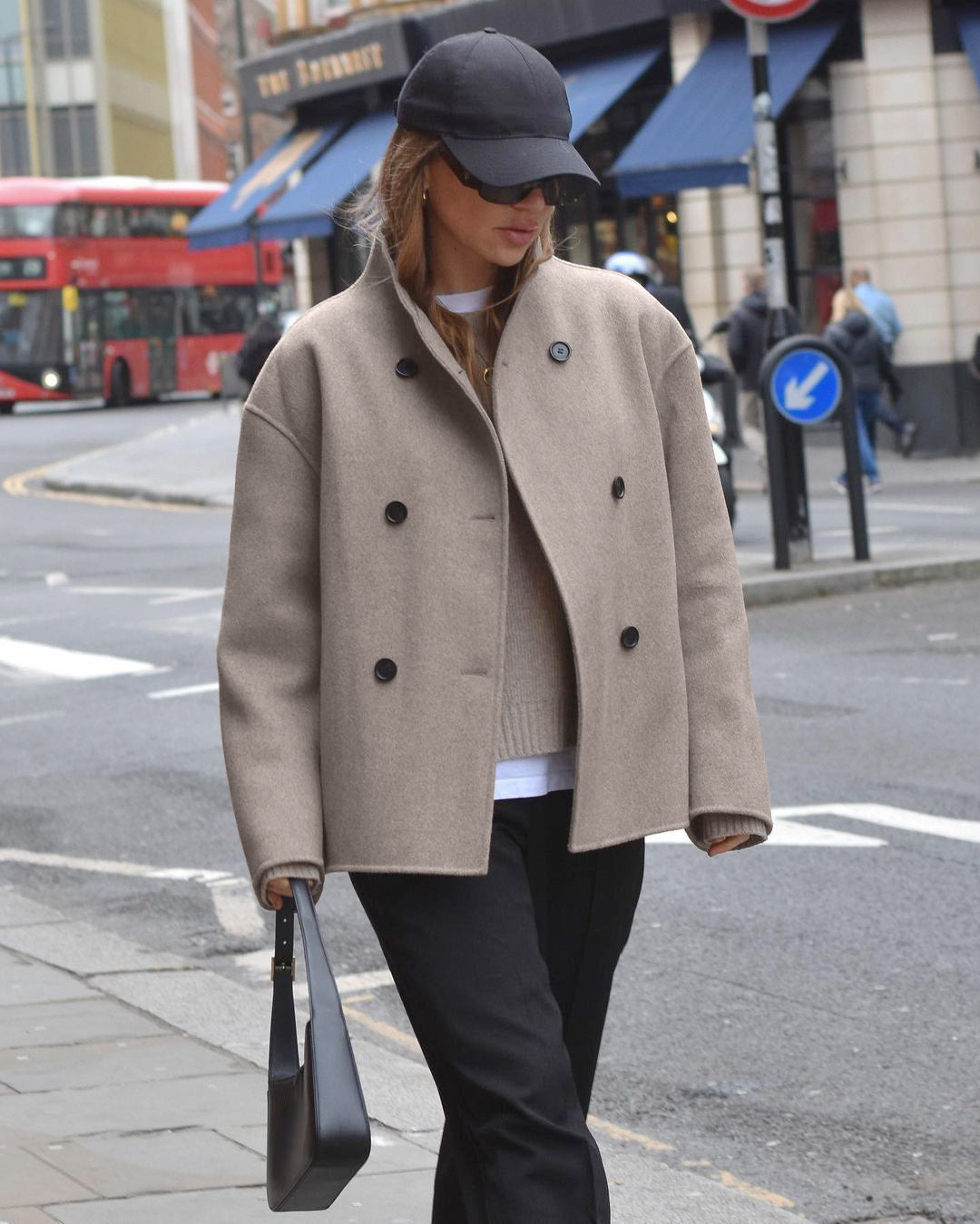 Damen modische cropped Jacke im strukturierten Design Sovae