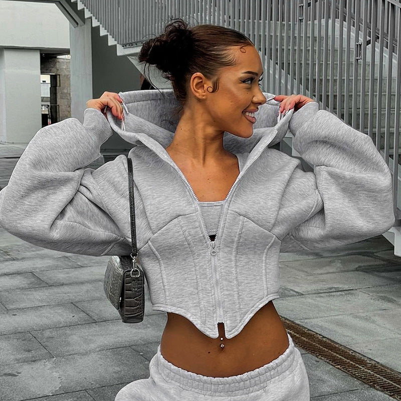 Damen cropped Kapuzenjacke Sovae