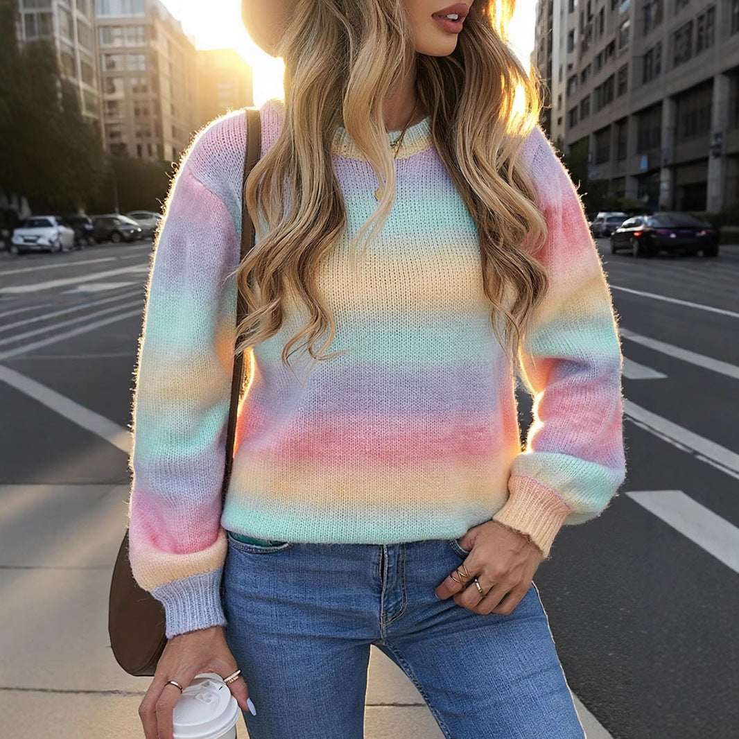 Damen modischer Pullover mit sanften Farbverlauf und relaxed Fit Sovae