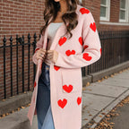 Damen Strickjacke mit Herzmuster und praktischen Taschen Sovae