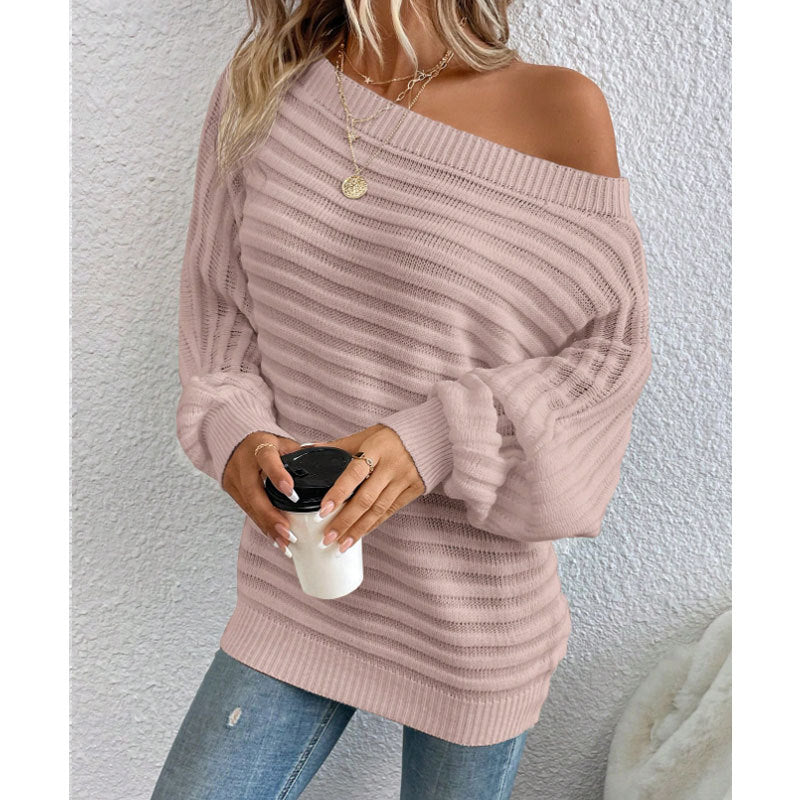 Damen lockerer Strickpullover mit asymmetrischem Schnitt Sovae