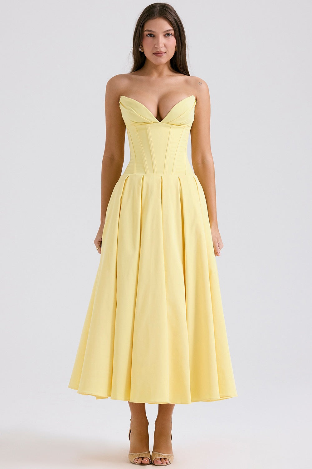 Damen Abendkleid mit korsettartigem Oberteil und weitschwingendem Rock Sovae