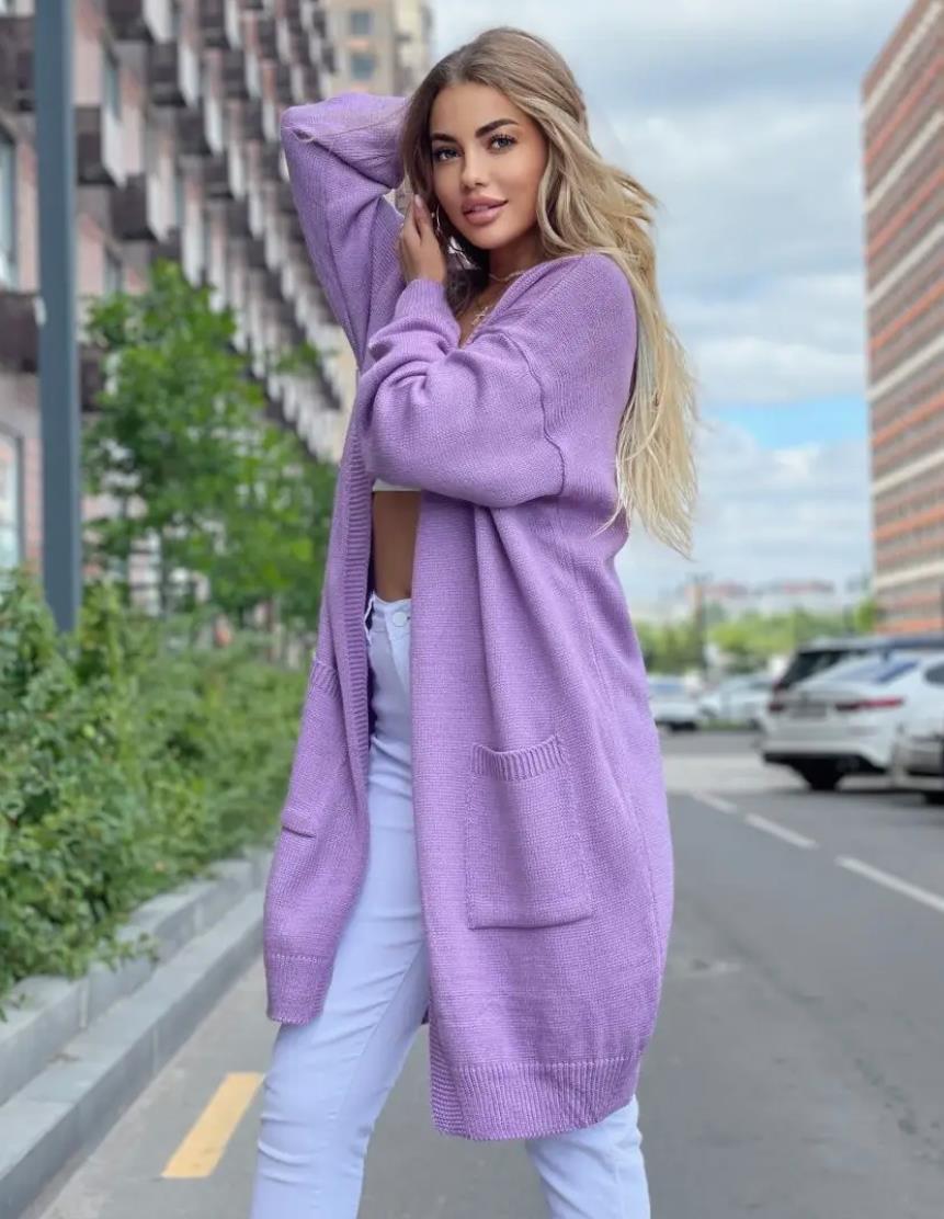 Damen gemütliche Strickjacke mit praktischen Taschen und offenem Schnitt Sovae