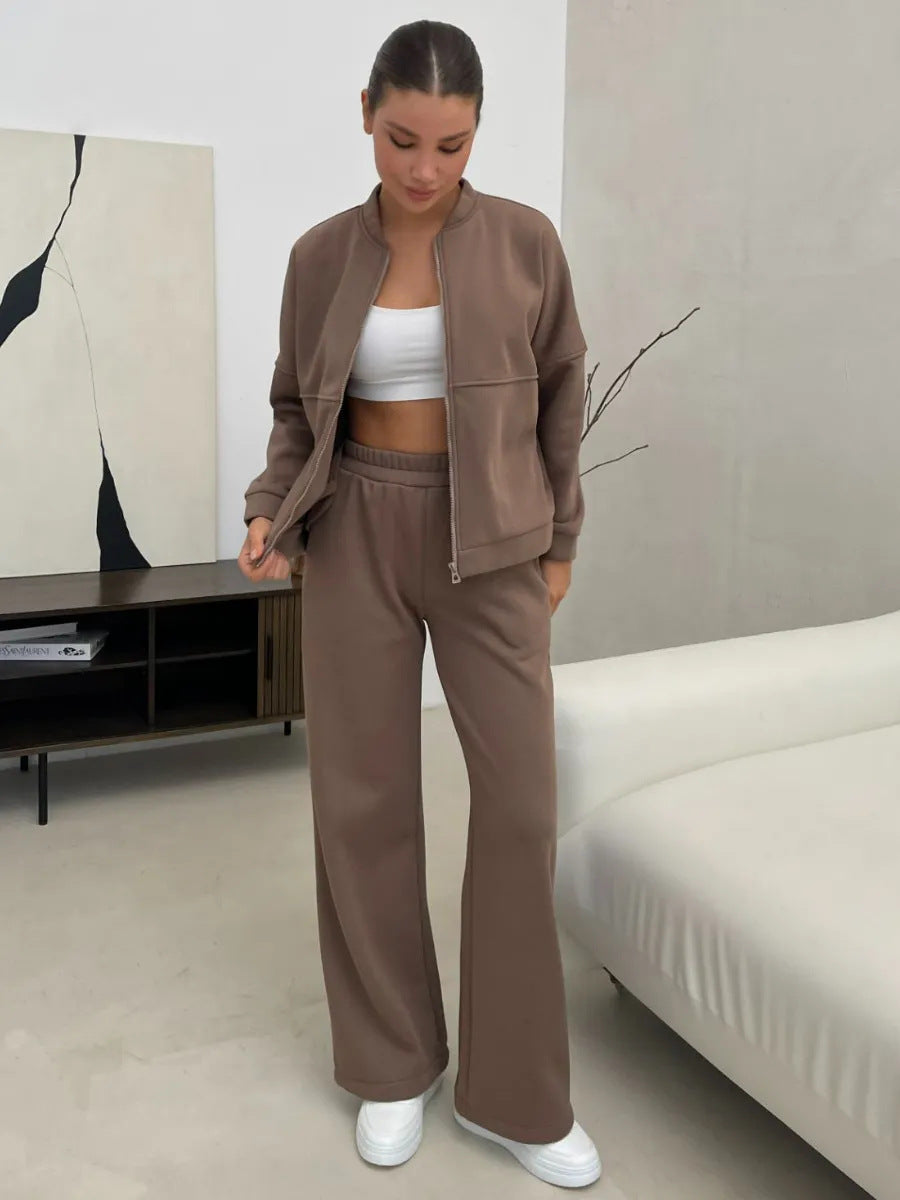 Damen Sportliches Fleece-Set mit durchgehendem Reißverschluss Sovae