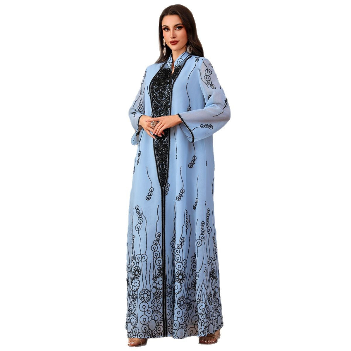 Damen Elegantes Maxikleid mit kunstvoller Bestickung Sovae