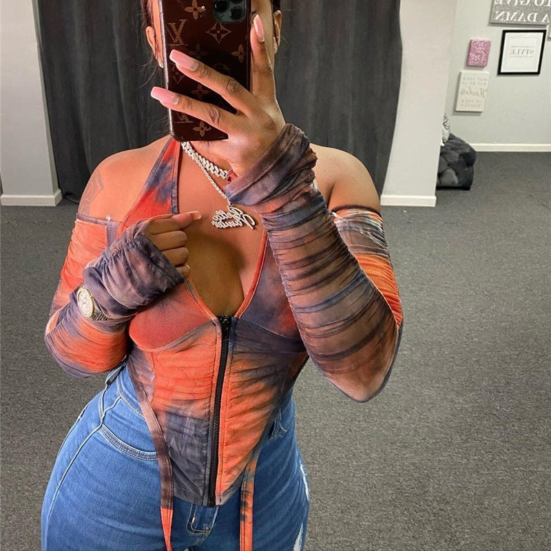 Damen Zip-Top mit langen Ärmel und raffiniertem Schnitt Sovae