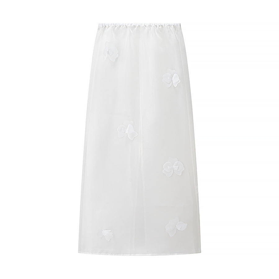 Damen elegante transparente Maxiröcke mit floralen Stickereien Sovae