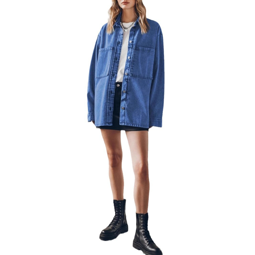 Damen Oversized Jeansjacke Sovae