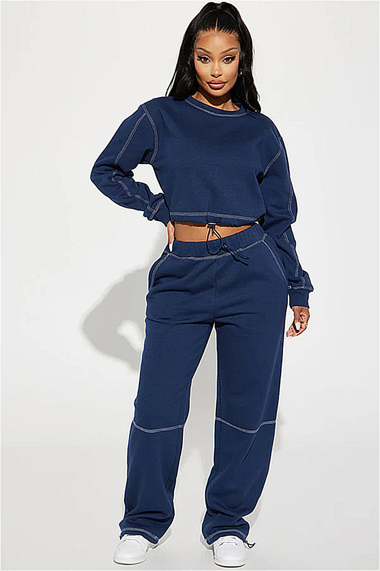 Damen Bequemer und stylischer Freizeitanzug mit Crop-Oberteil Sovae