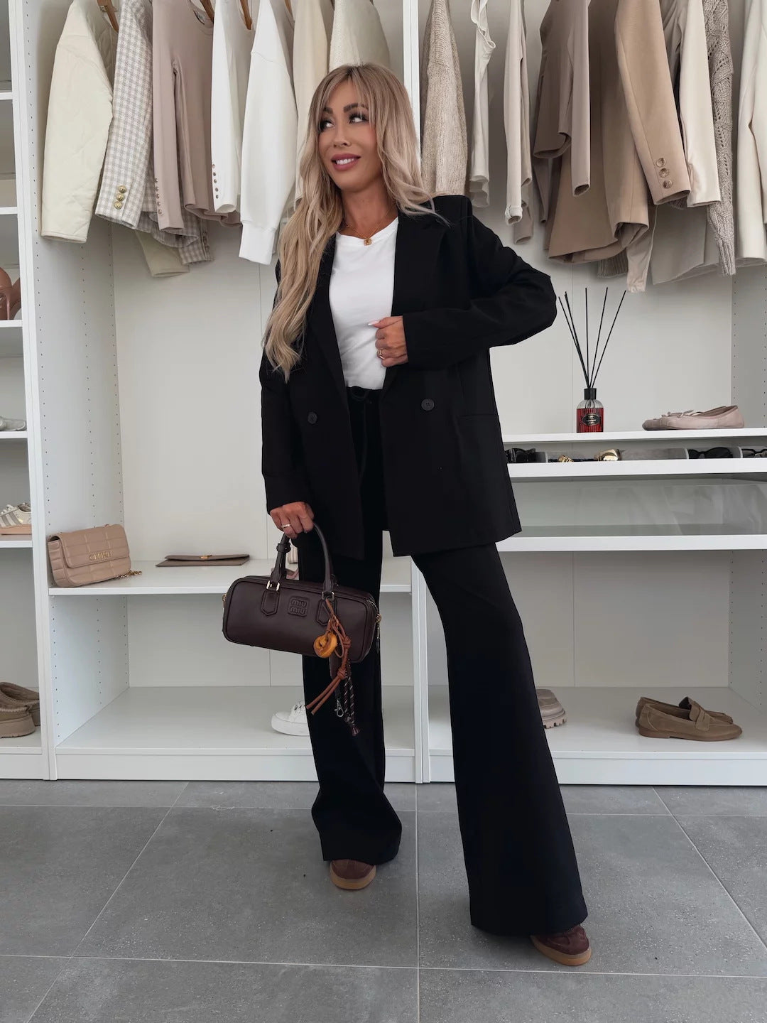 Damen elegantes und lässiges Anzug-Set mit weitem Schnitt Sovae