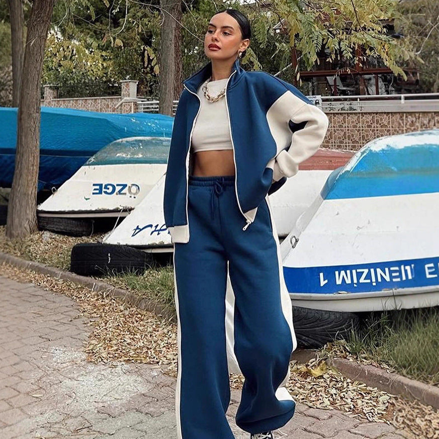 Damen Sportliches Loungewear-Set mit hohem Kragen Sovae