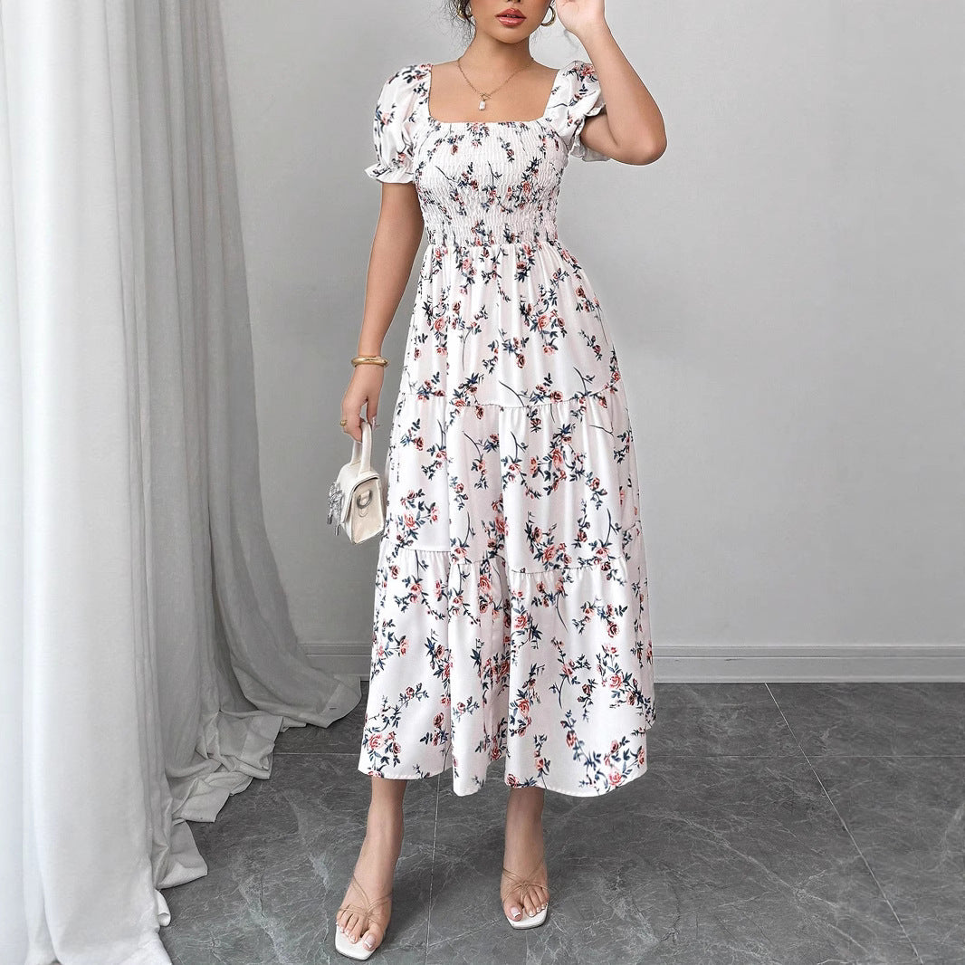 Damen Maxikleid mit elegantem gerafftem Oberteil und verspieltem Rüschendesign Sovae