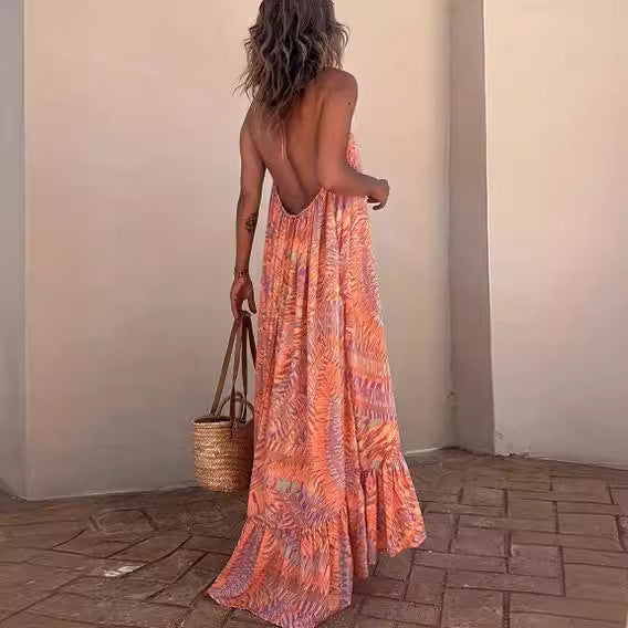 Damen Maxi Sommerkleid mit Rüschen Sovae