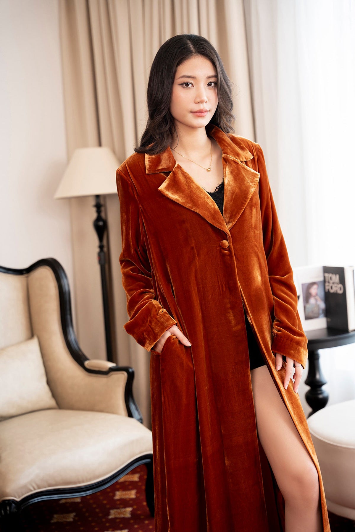 Damen elegantes Samtanzug-Set mit weitem Beinschnitt Sovae