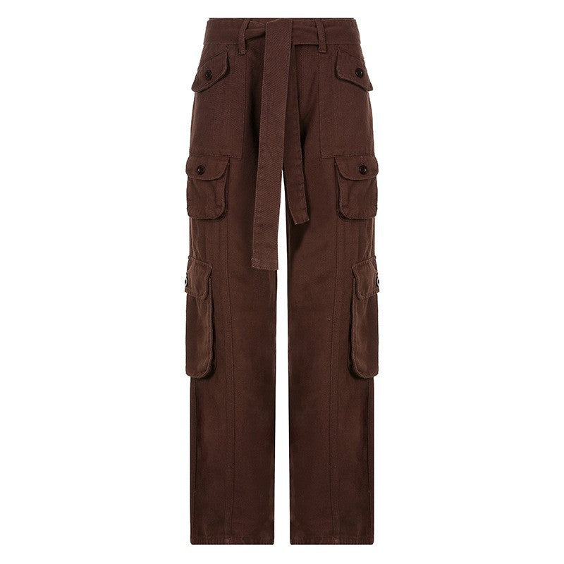 Damen Cargo-Hose mit weitem Bein und praktischen Taschen Sovae