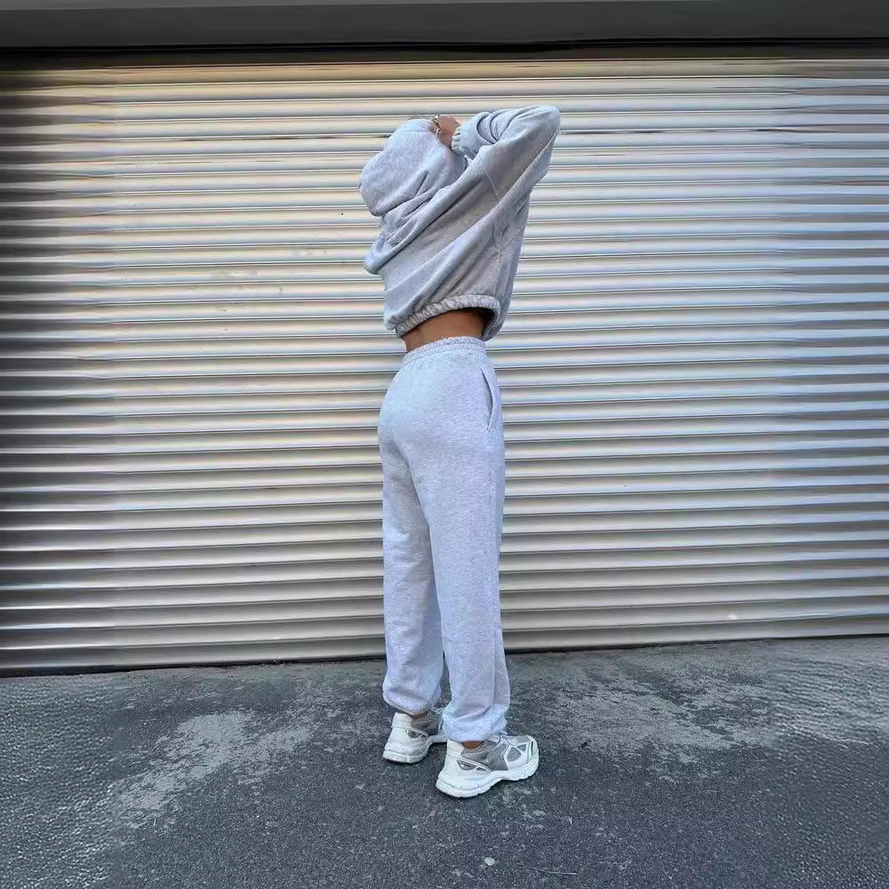 Damen lässiger Kapuzenpullover mit kurzem Schnitt und elastischem Bund Sovae