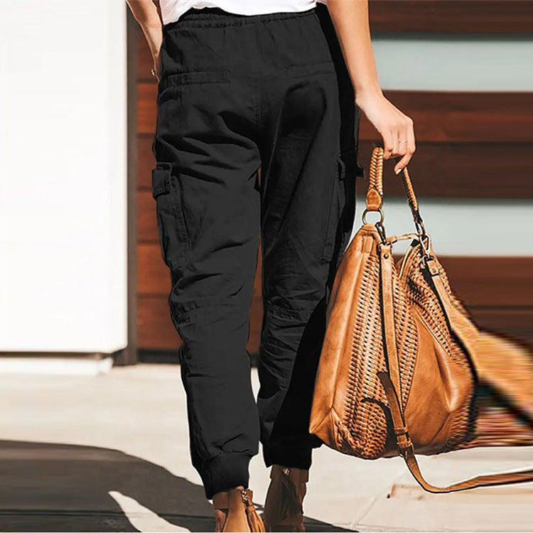 Damen Cargo-Hose mit elastischem Bund und praktischen Taschen Sovae