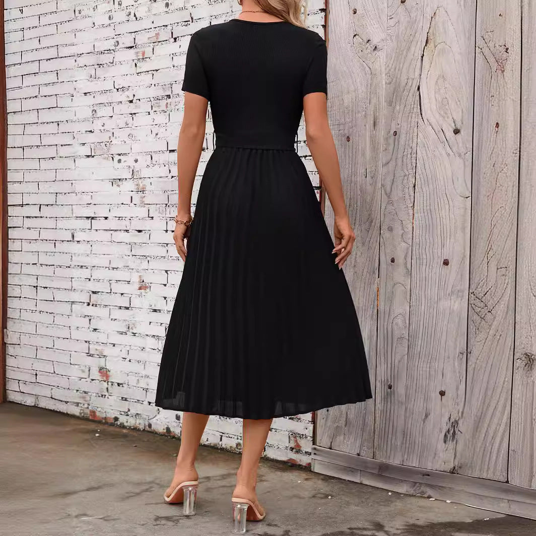 Damen Midikleid mit elegantem Faltenwurf und tailliertem Bund Sovae