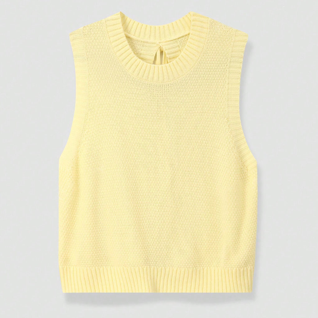 Damen modischer Strickpulli mit offenem Rücken und Schnürdetails Sovae